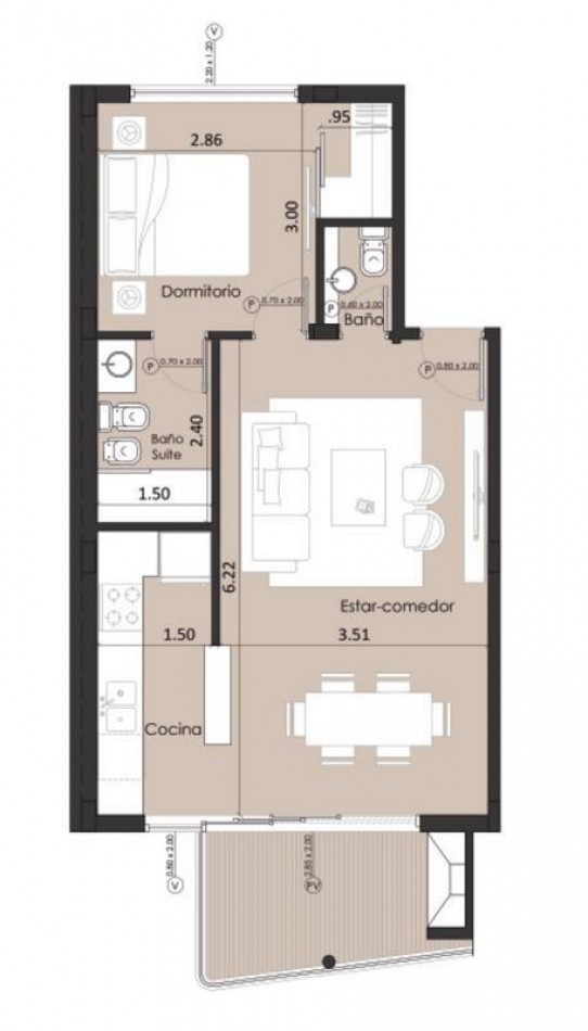 VENTA LOFT 2AMB en CONSTRUCCION  con PARRILLA Y BALCON 