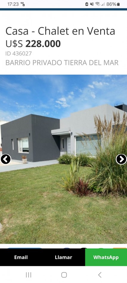 VENTA CASA BARRIO PRIVADO TIERRA DEL.MAR